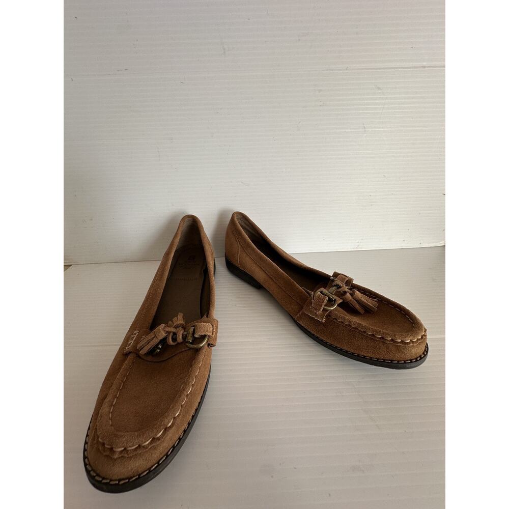 White Mountain Women’s Loafers Suede Brown Chestnut Slip-On Chunky Sole Size 10